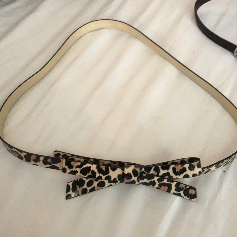 Kate Spade bow belt leather leopard print